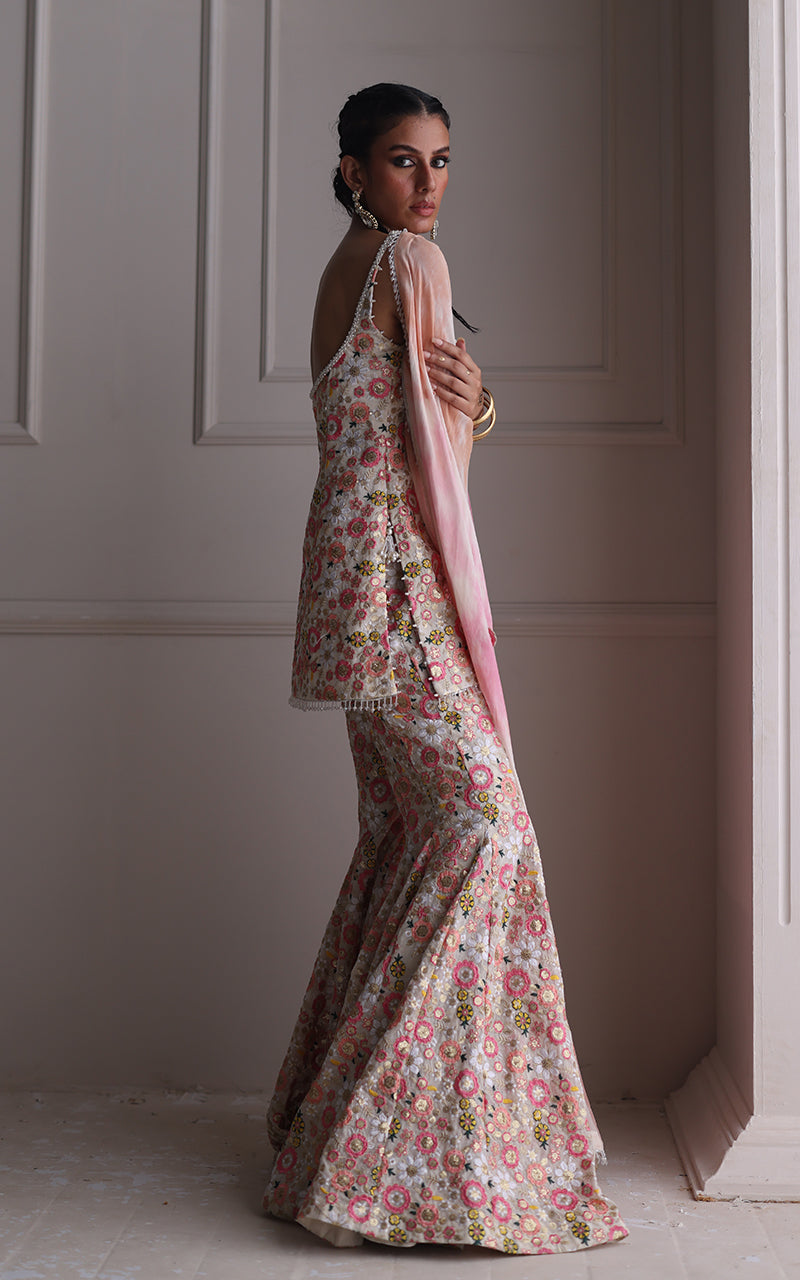 Embroidered Shirt With Gharara