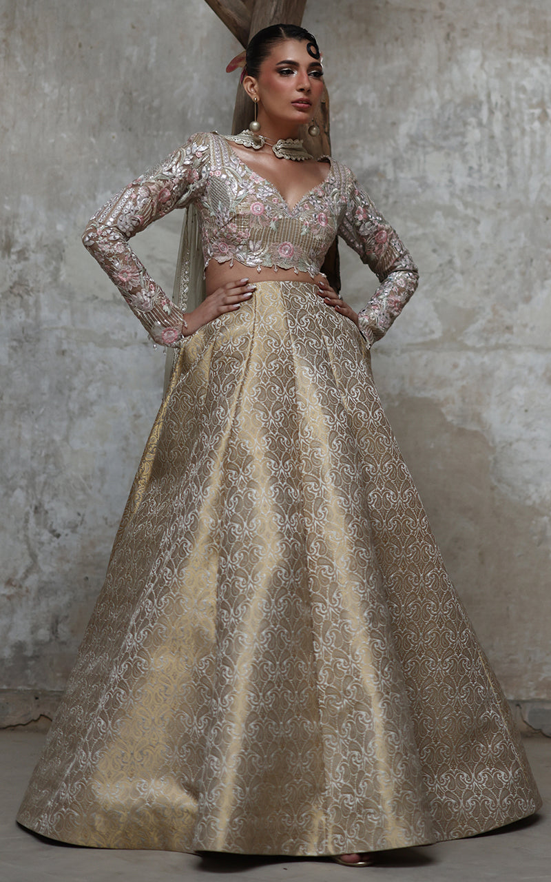 Organza Embroidered Blouse With Lehenga