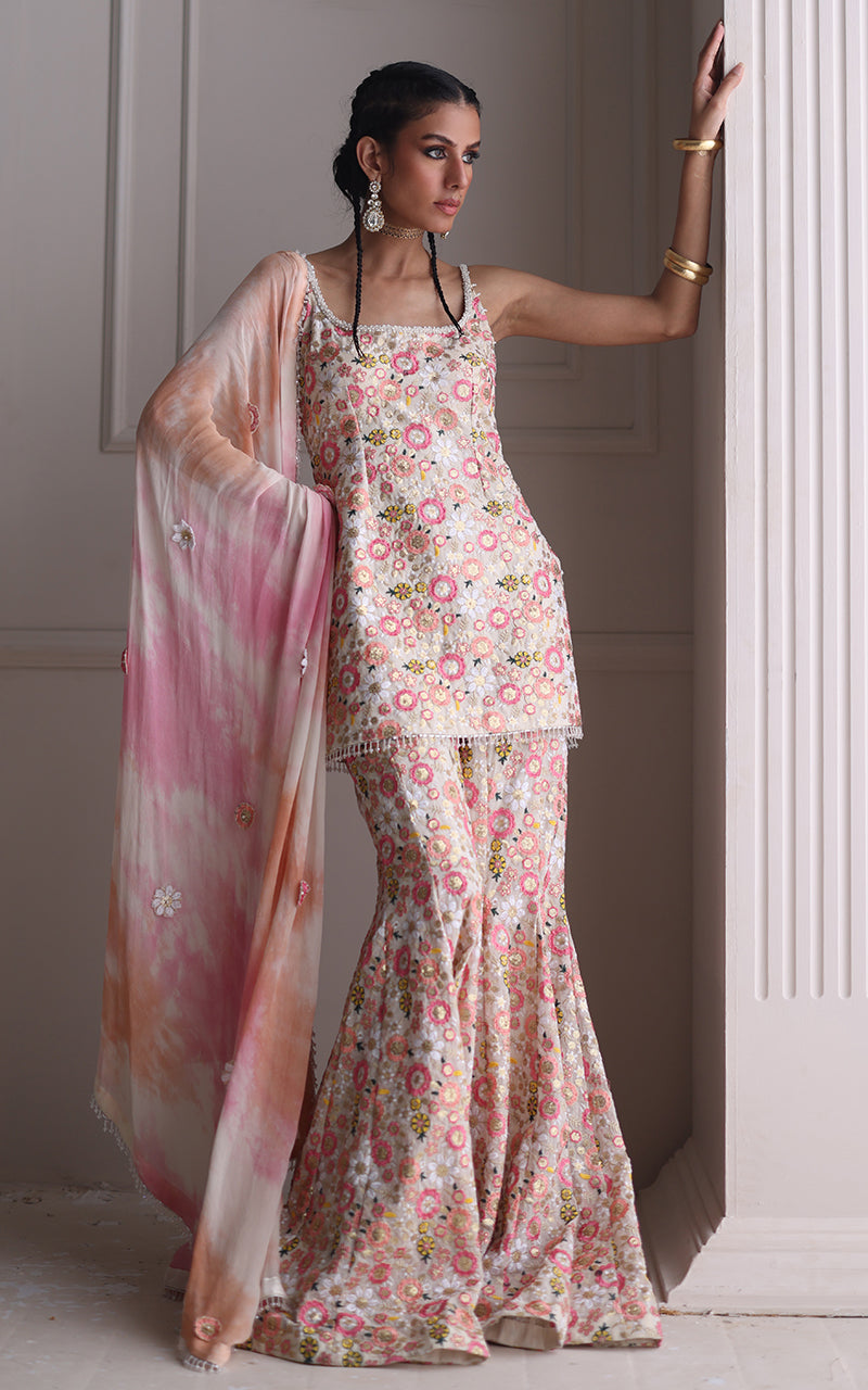 Embroidered Shirt With Gharara