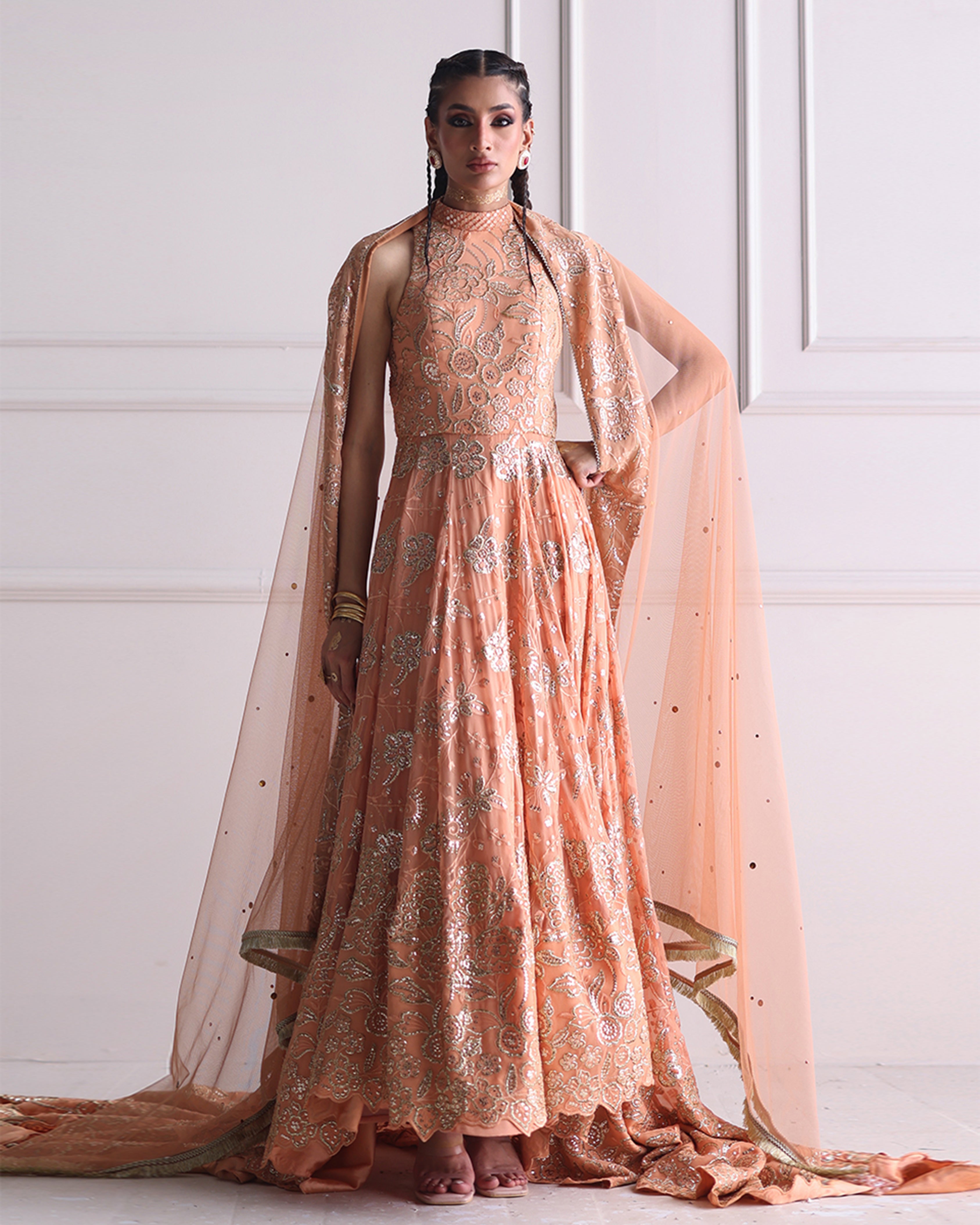 Embroidered Dress With Skirt