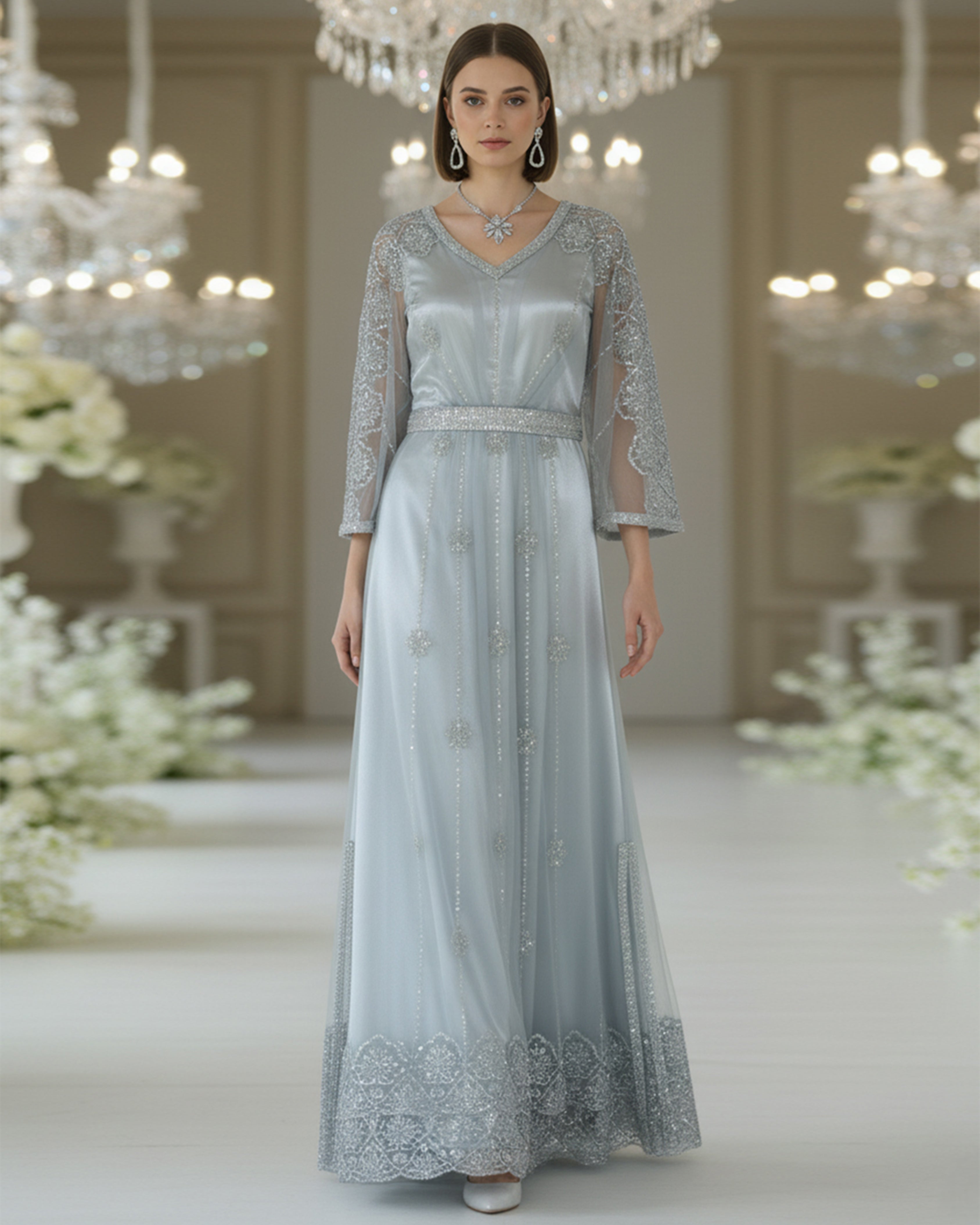 NET EMBROIDERED KAFTAN