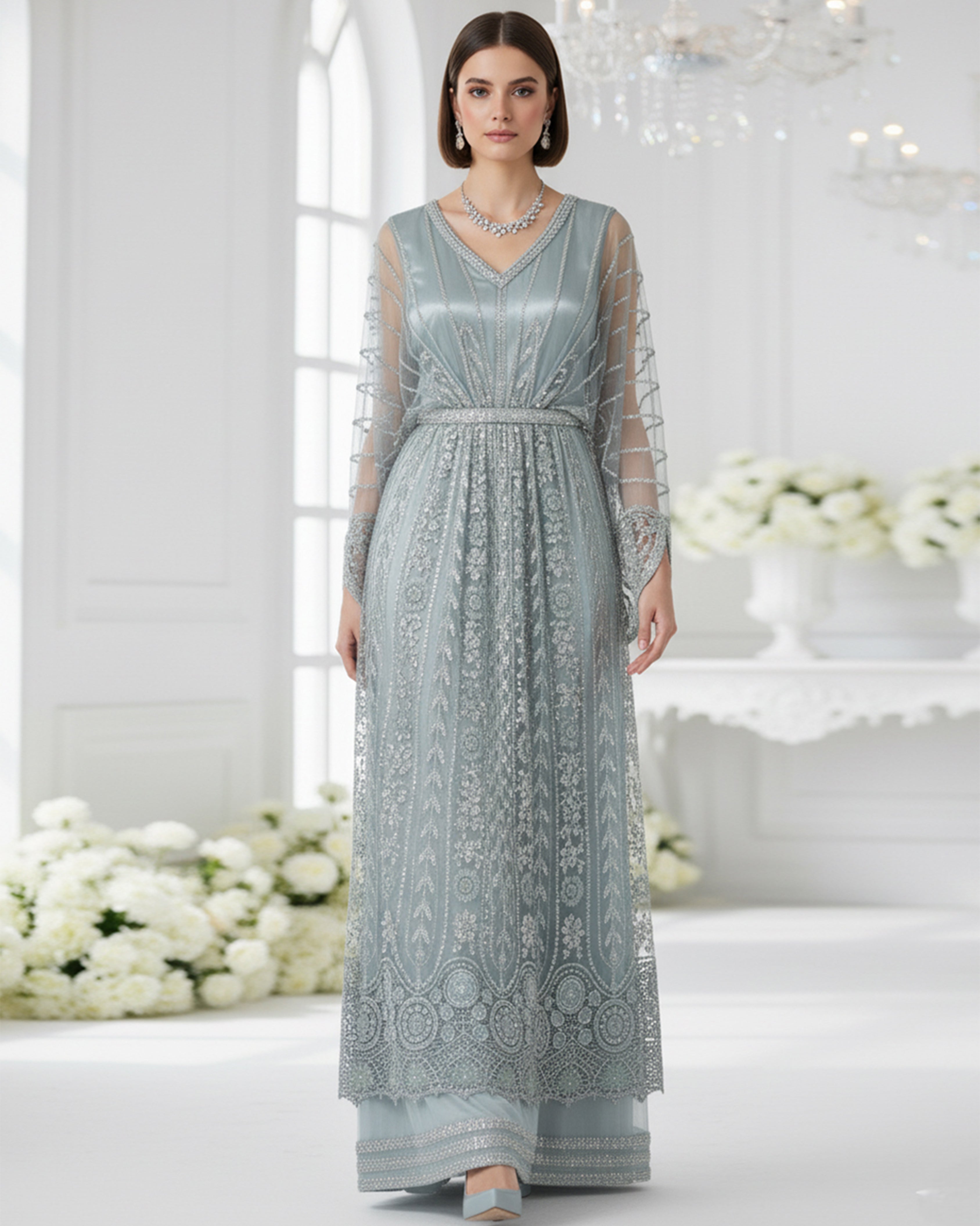 NET EMBROIDERED KAFTAN
