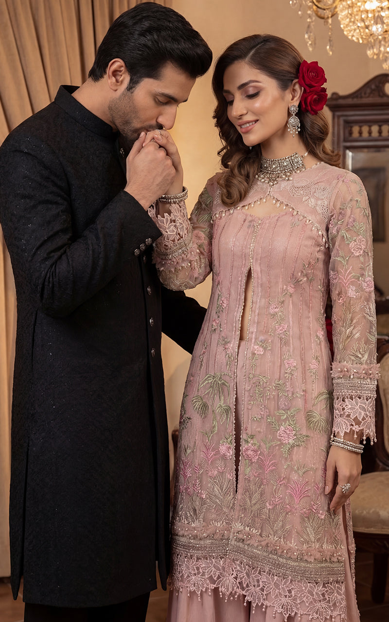 Dusty Rose Festive Long Front Open Set