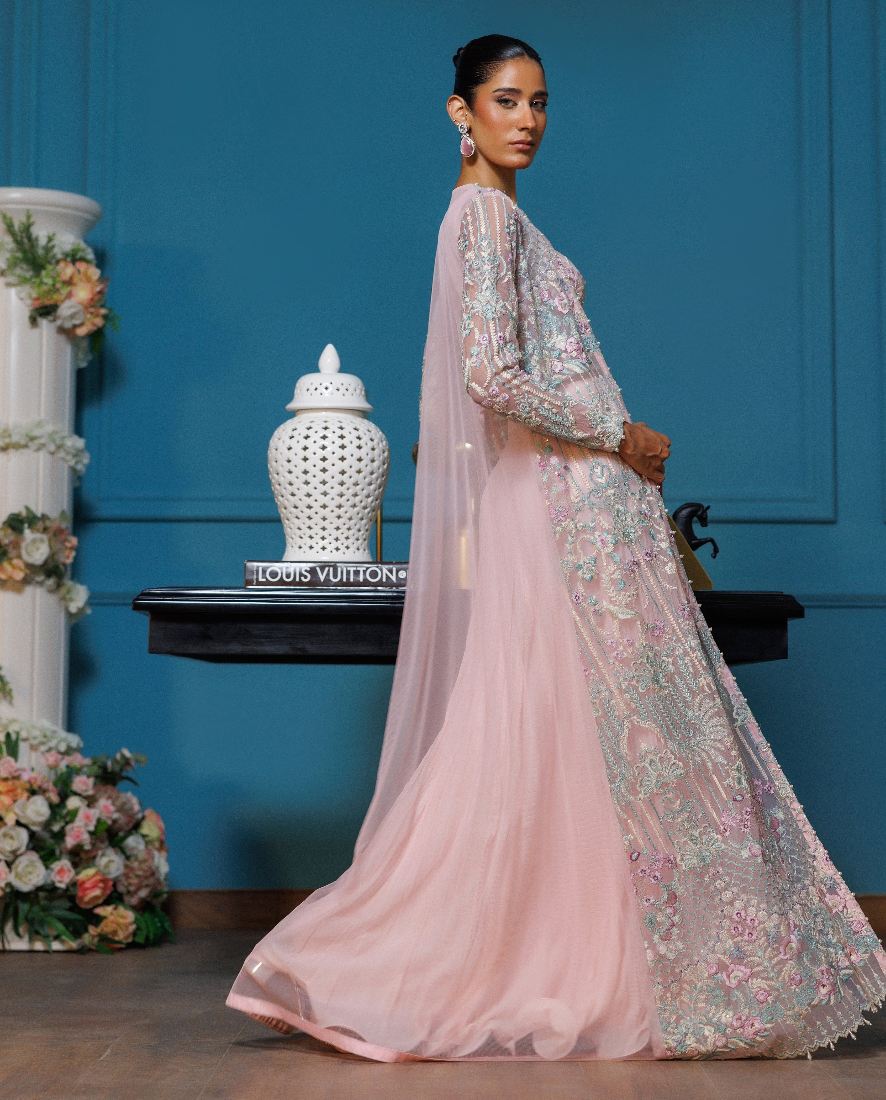 Unstitched Embroidered Jacket With Blouse And Skirt