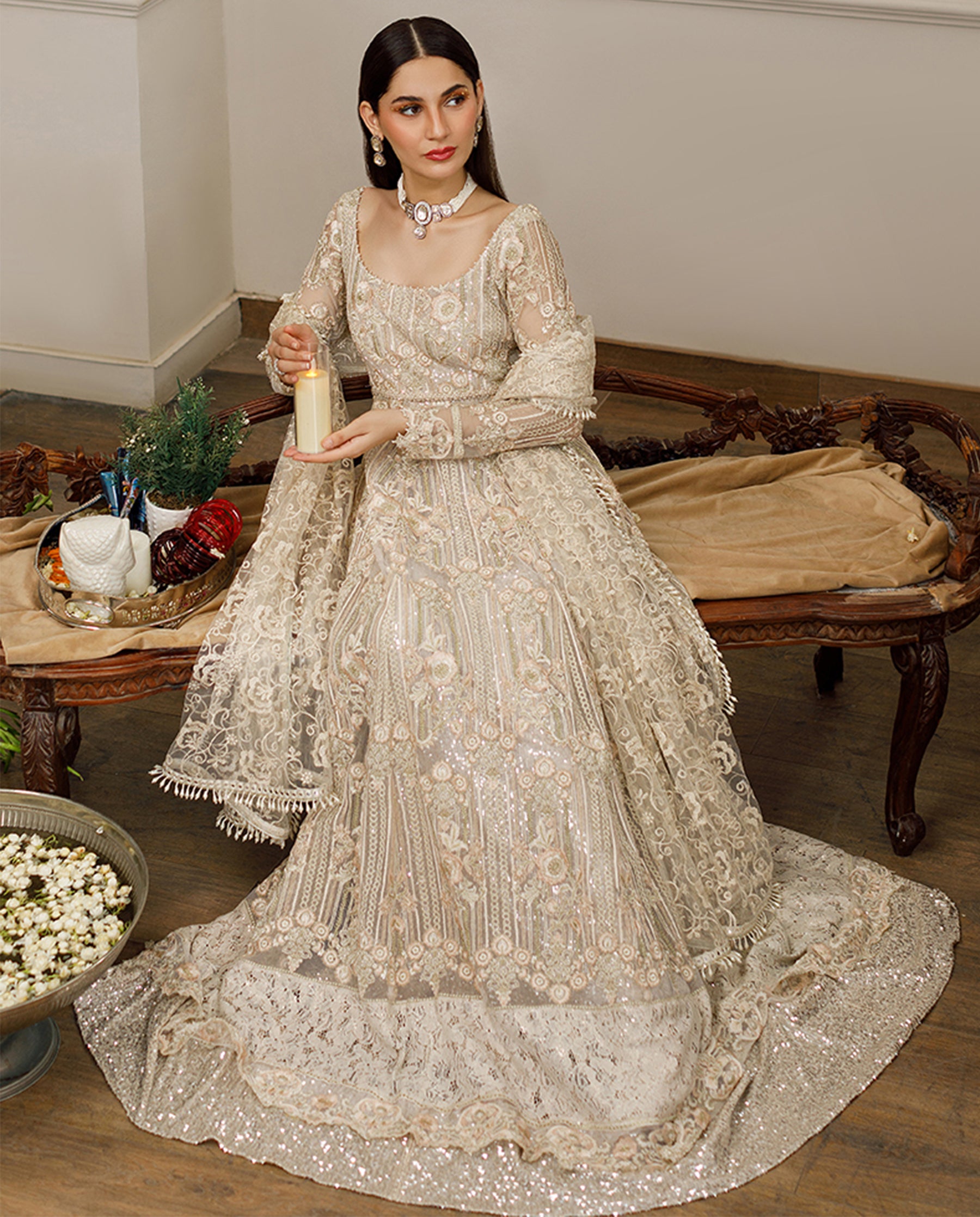 Net Embroidered Maxi