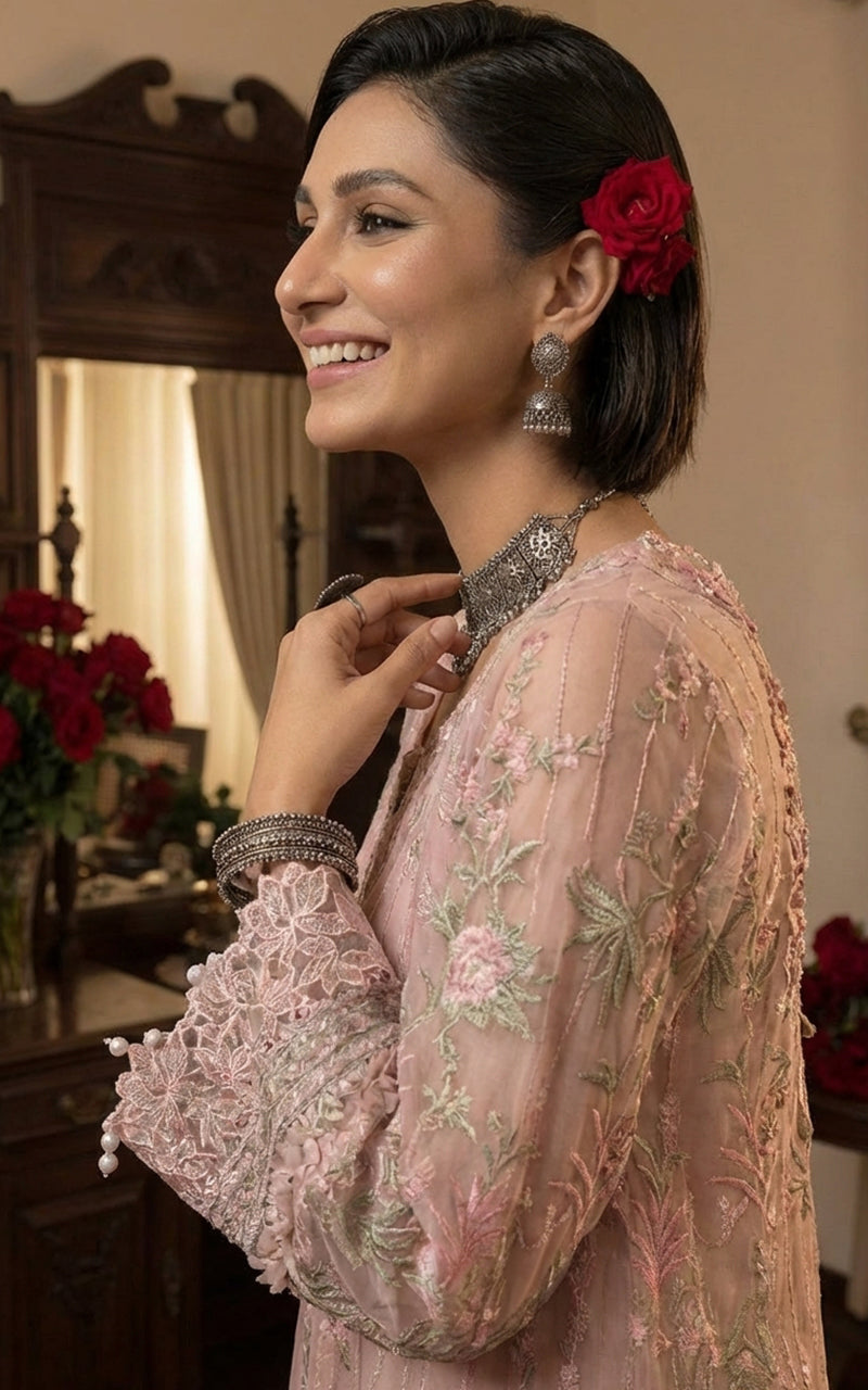 Dusty Rose Festive Long Front Open Set