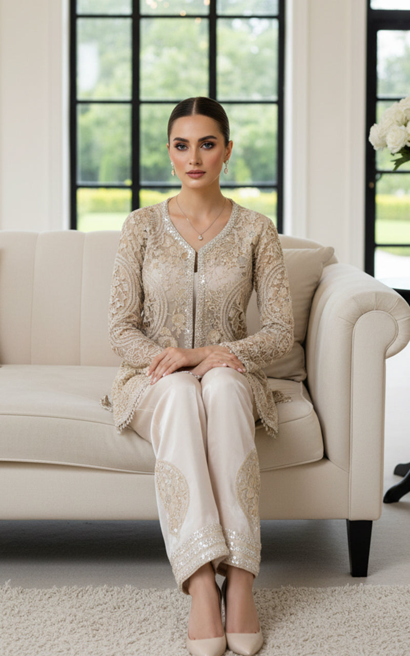 Embroidered Jacket With Trouser