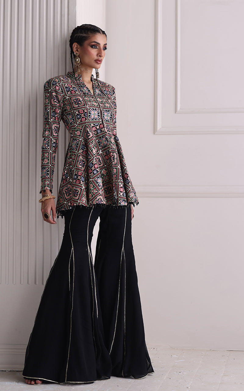 Chiffon Embroidered Peplum