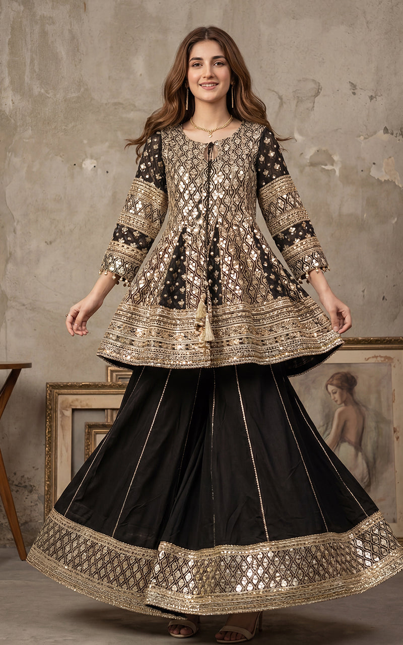 The Zariyah Mirror Peplum & Dhaka Ensemble