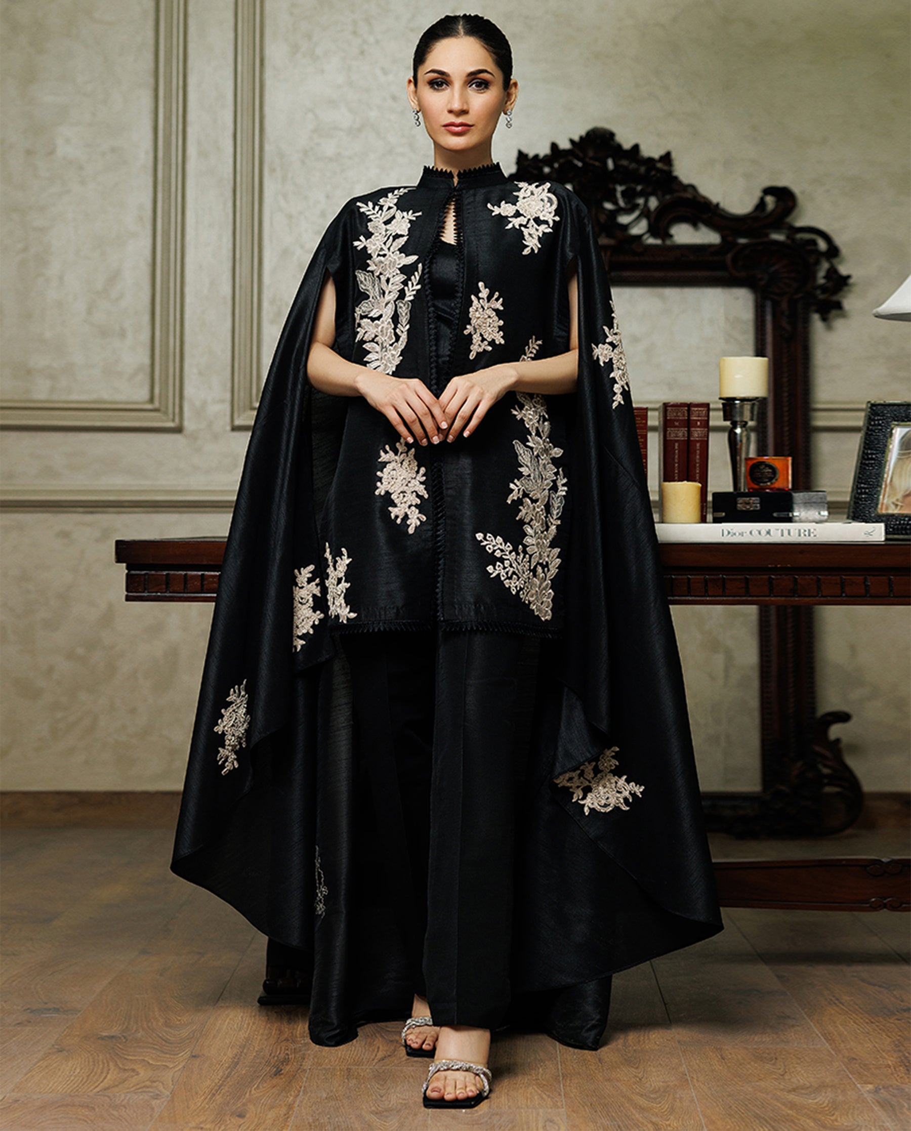 Embroidered Cape With Trouser