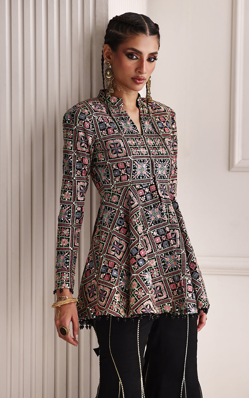 Chiffon Embroidered Peplum