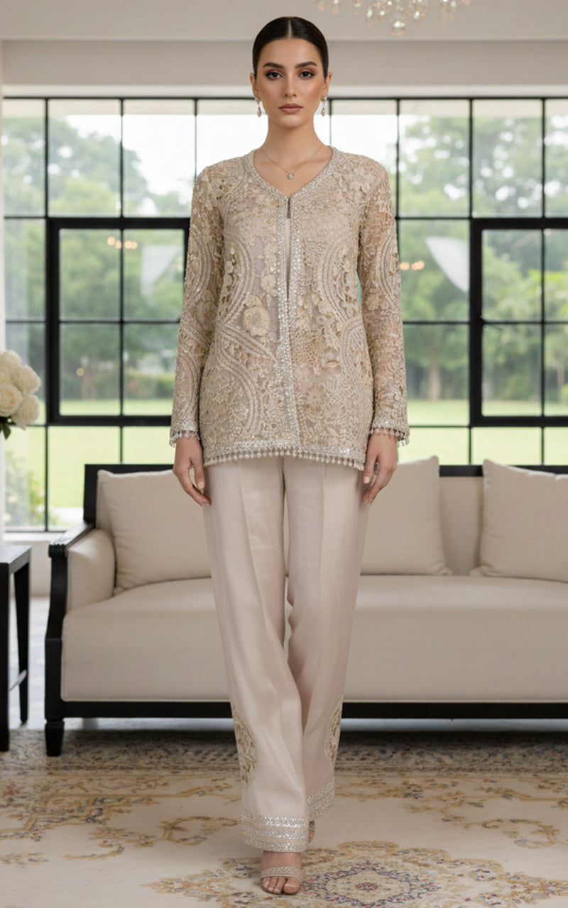 Embroidered Jacket With Trouser