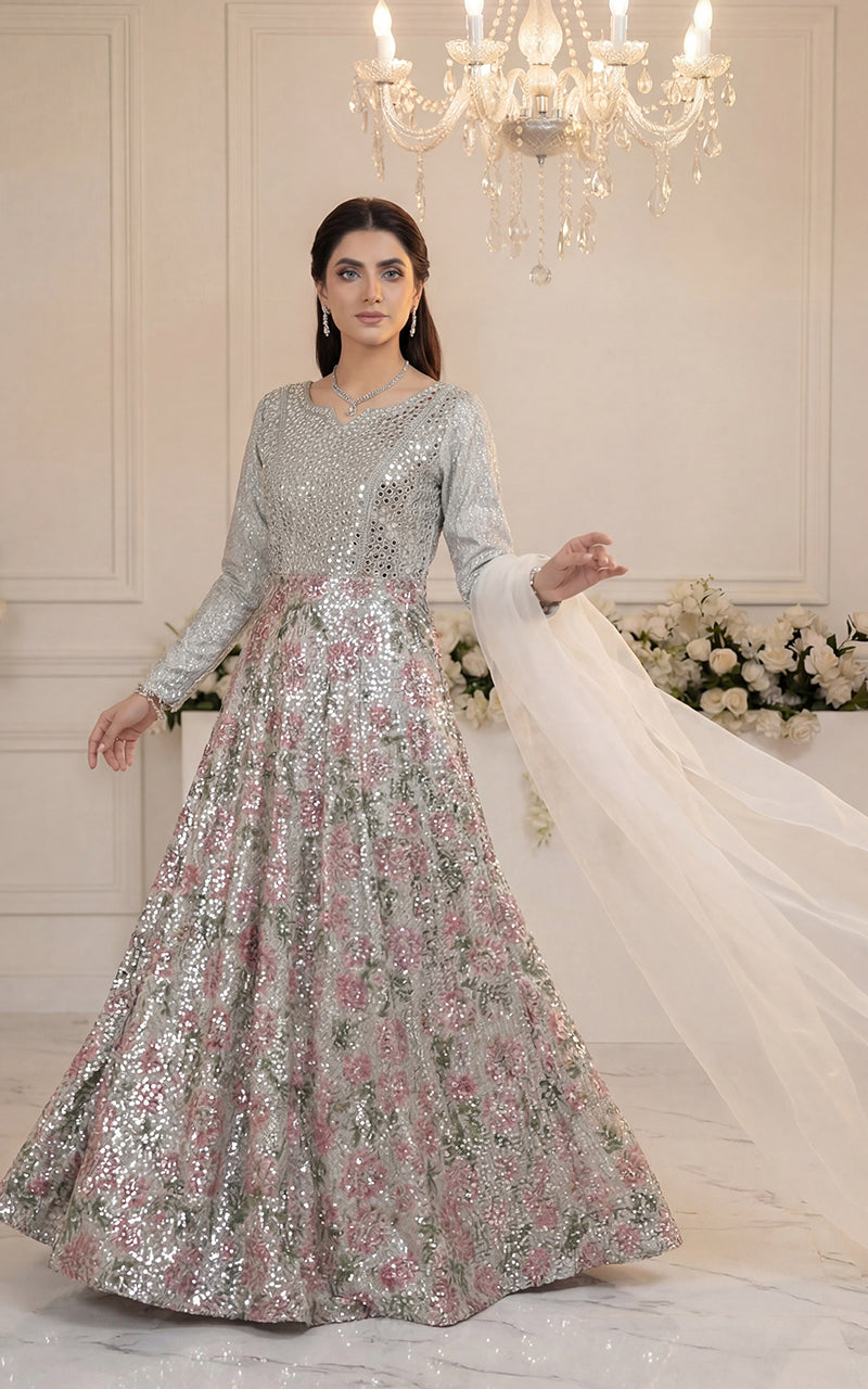 Embroidered Maxi With Dupatta