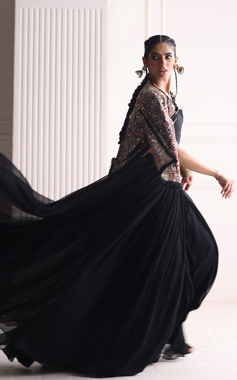 Chiffon Embroidered Jacket With Blouse