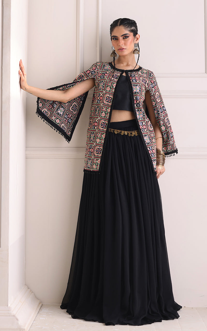 Chiffon Embroidered Jacket With Blouse