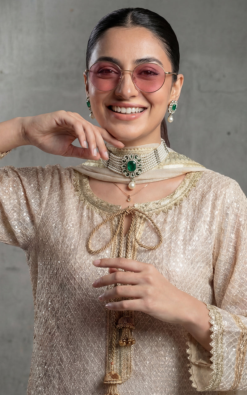 Embroidered Shirt With Trouser And Dupatta