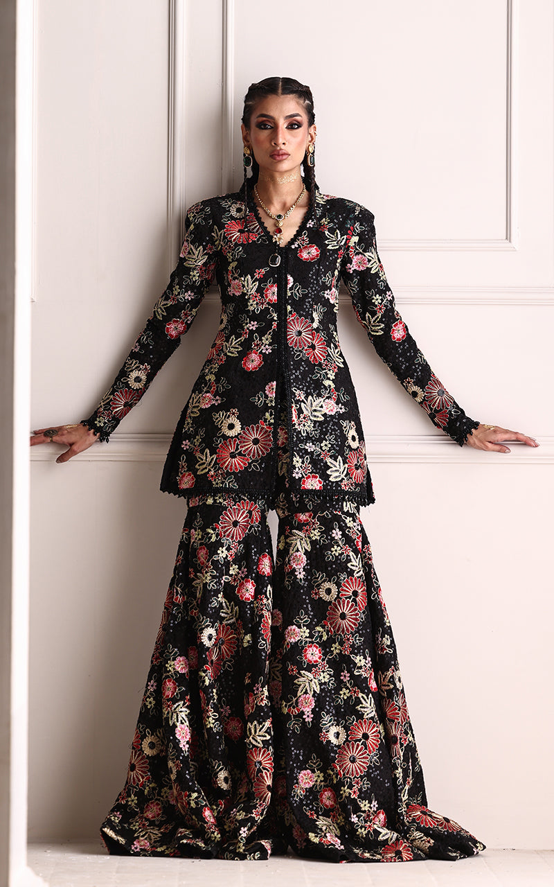 Embroidered Jacket With Gharara