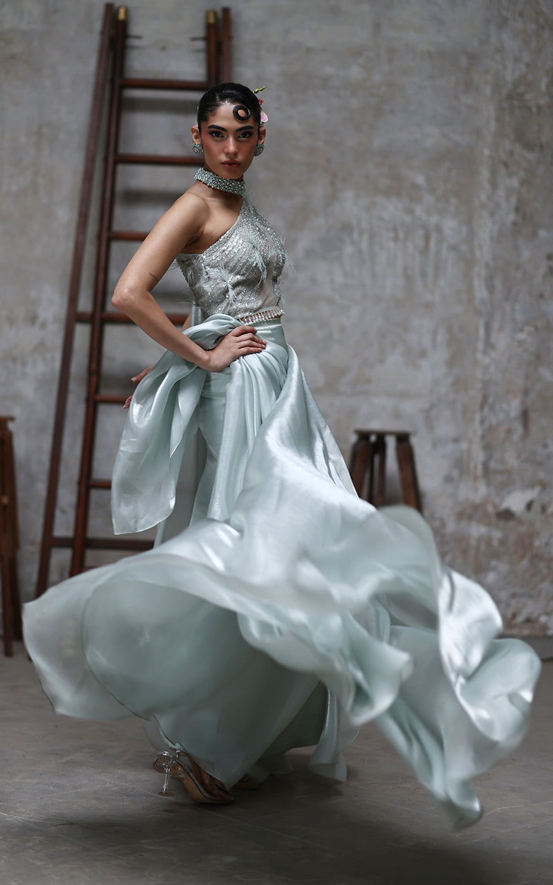 Embroidered Blouse With Skirt