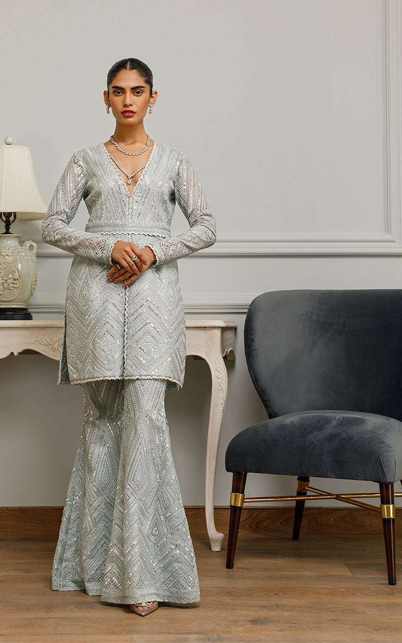 Organza Embroidered Peplum