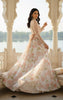 Unstitched Embellished Blouse With Printed Lehenga
