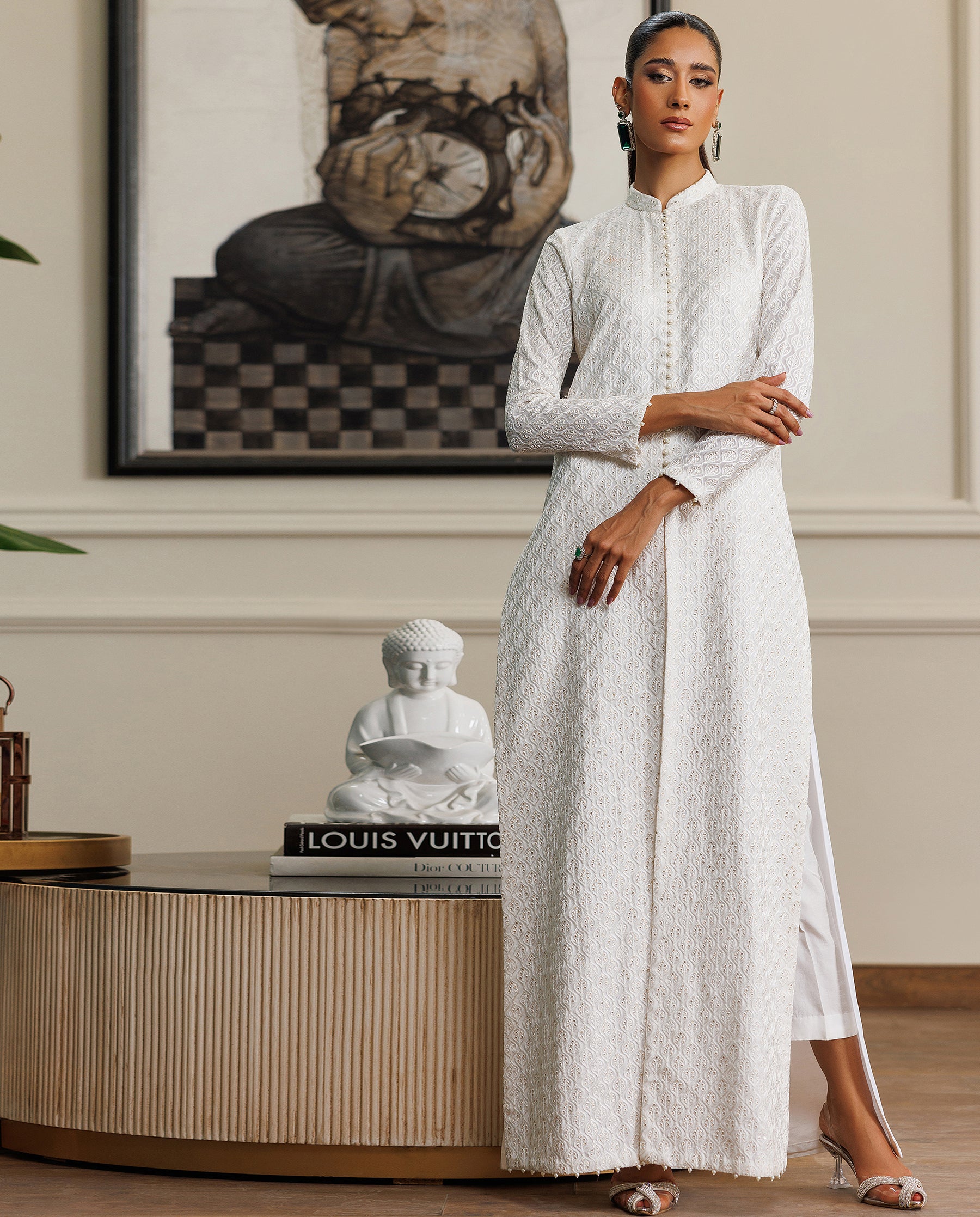 Unstitched Chiffon Embroidered Dress