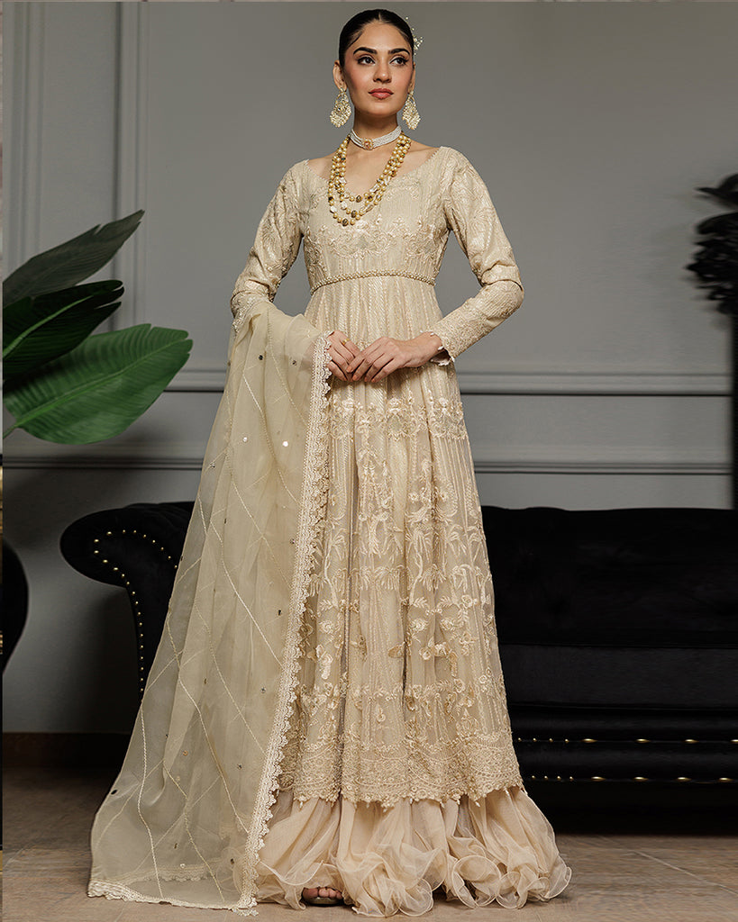 Unstitched Net Embroidered Maxi