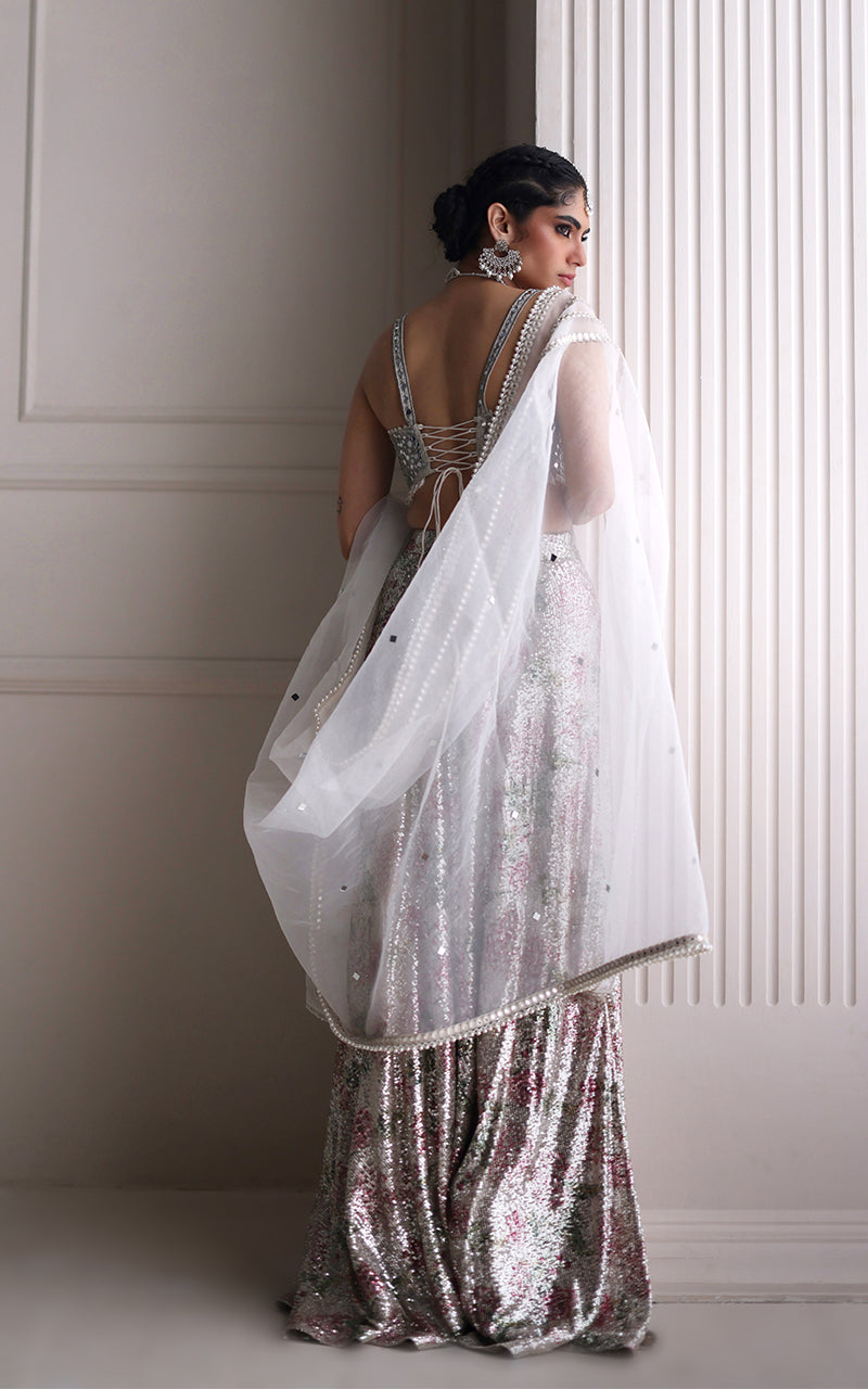 EMBROIDERED BLOUSE WITH LEHENGA AND DUPATTA