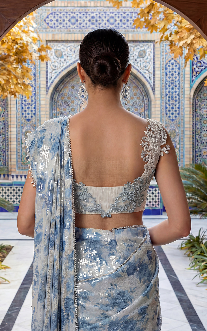 Unstitched Azure Toile Sequin Saree