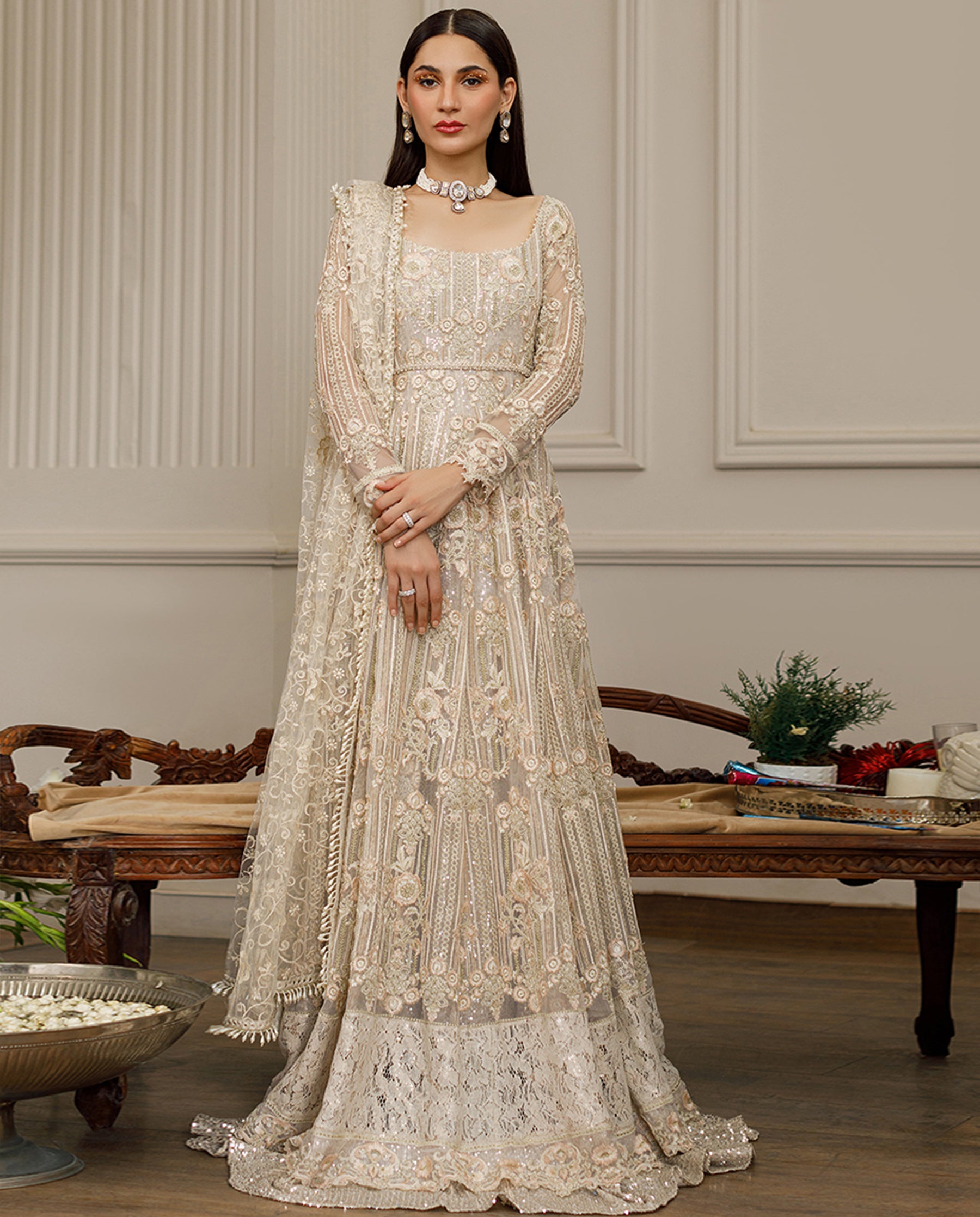 Net Embroidered Maxi