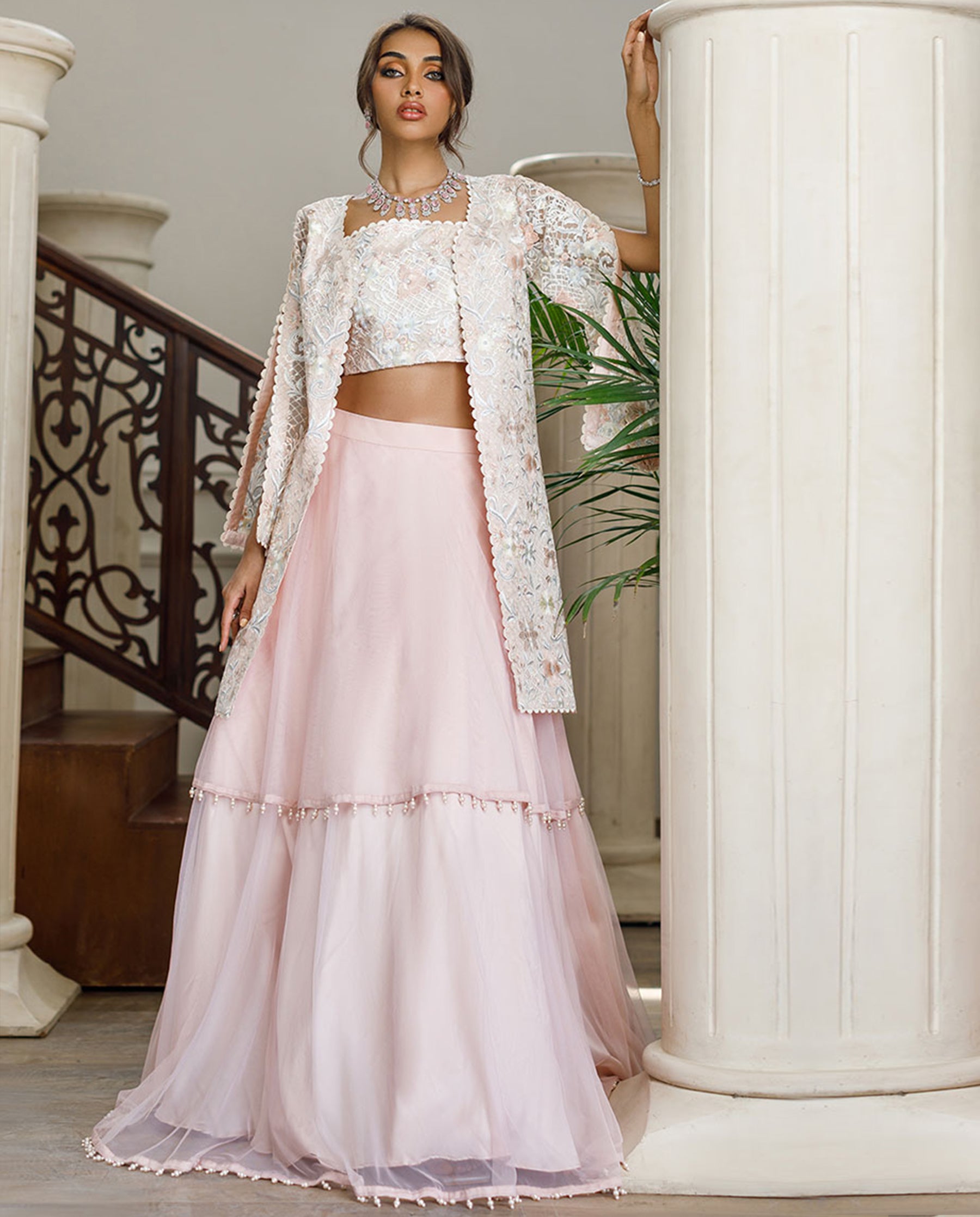 Embroidered Jacket with Skirt