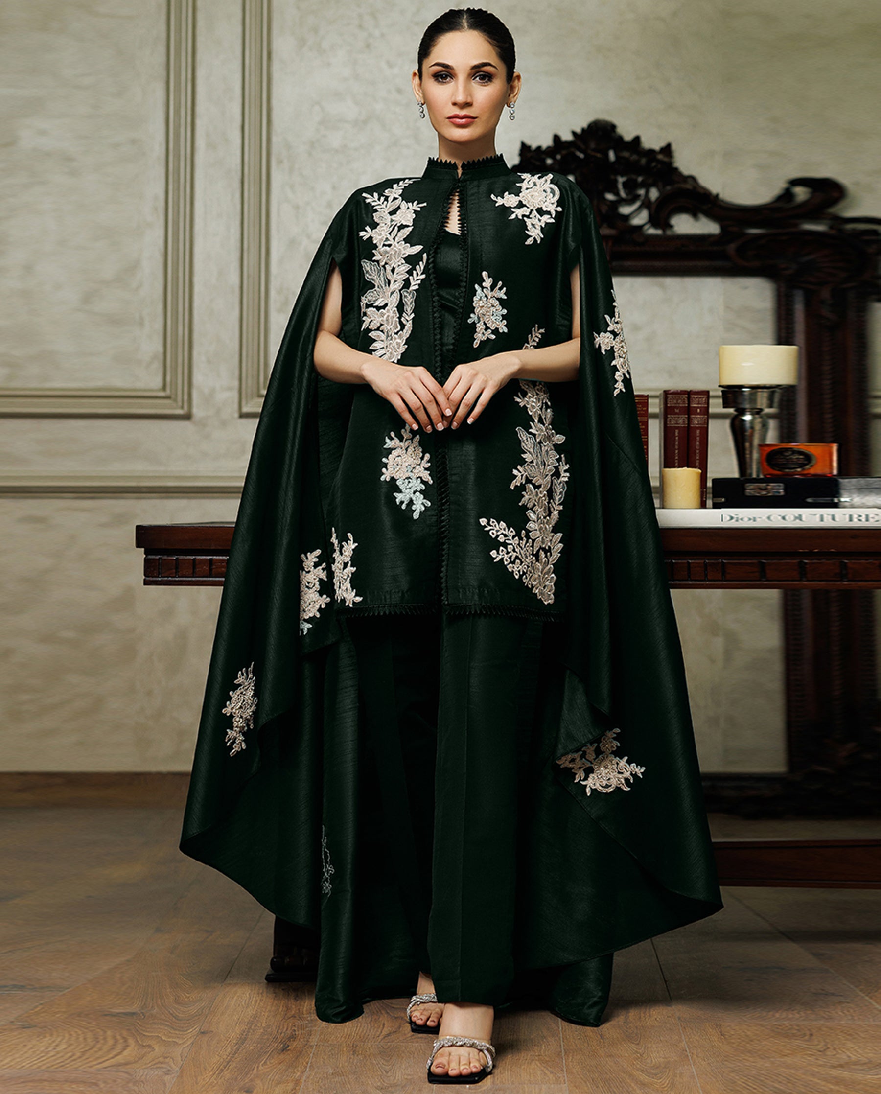 Embroidered Cape With Trouser