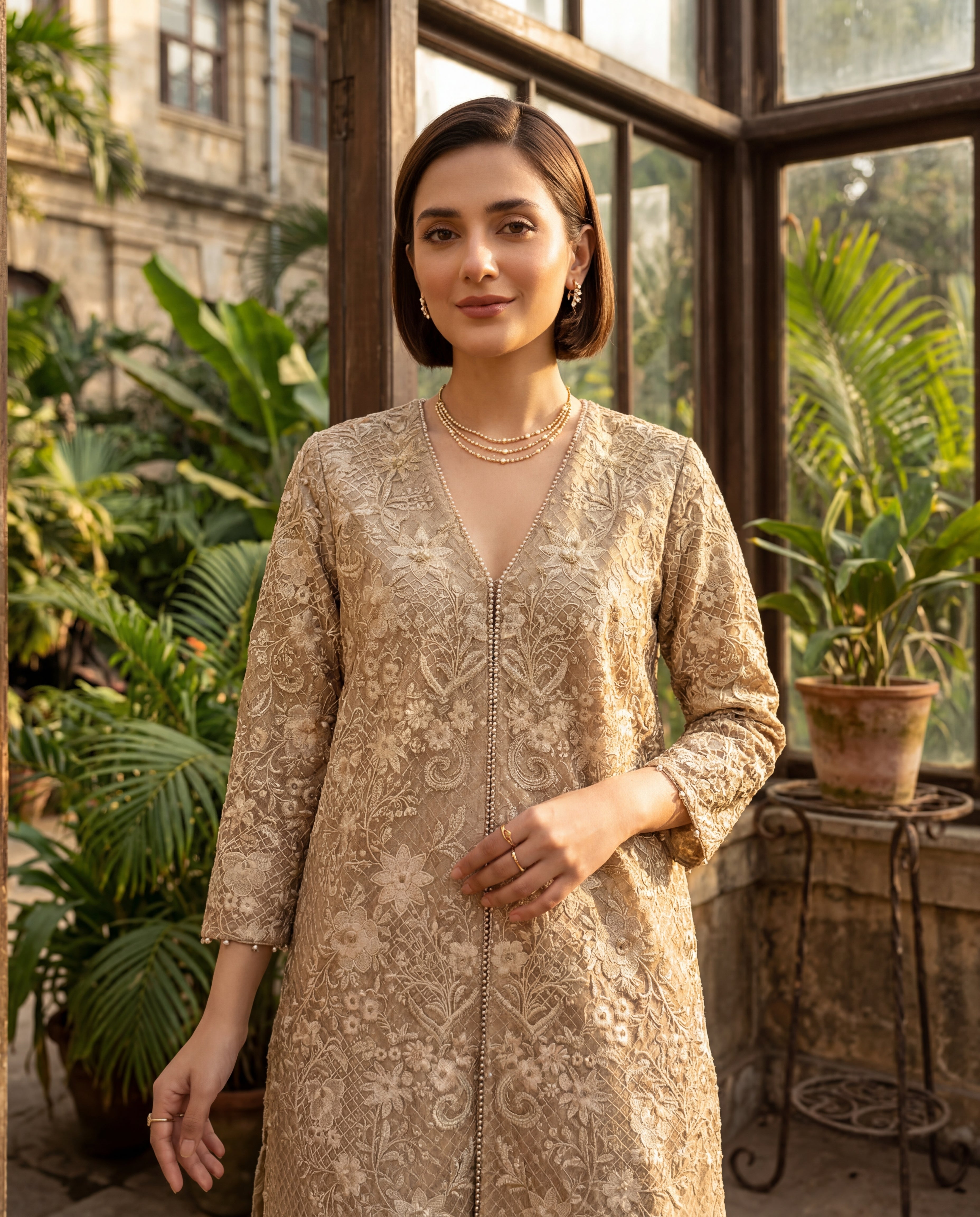 The Gilded Rose Front-Open Angrakha & Voluminous Ruffled Sharara