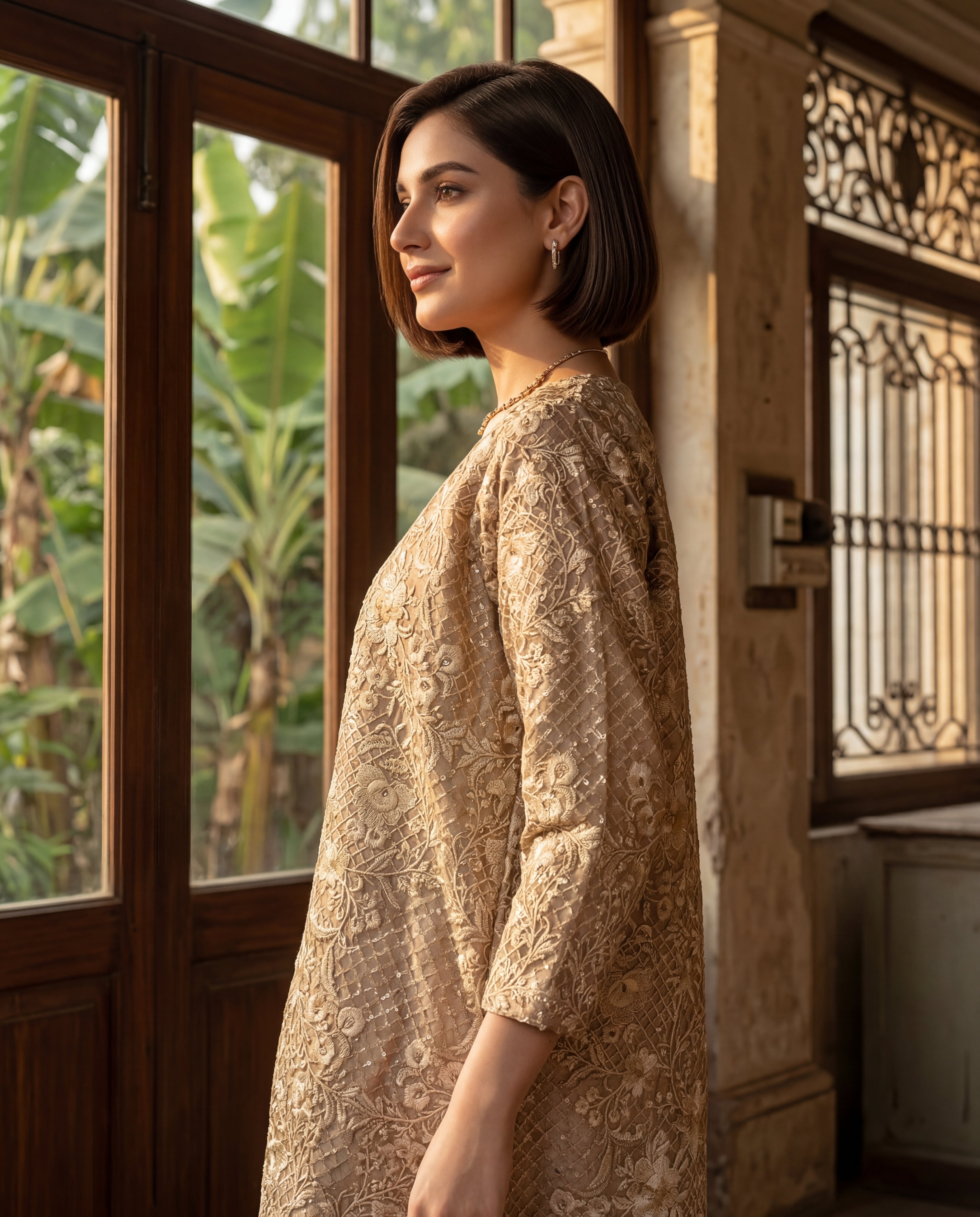 The Gilded Rose Front-Open Angrakha & Voluminous Ruffled Sharara
