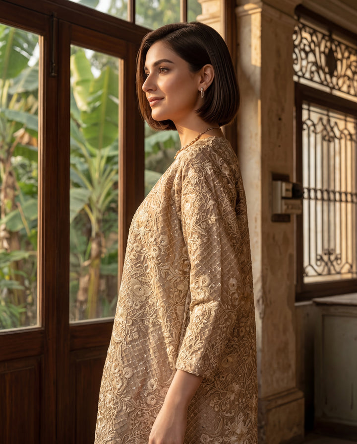 The Gilded Rose Front-Open Angrakha & Voluminous Ruffled Sharara