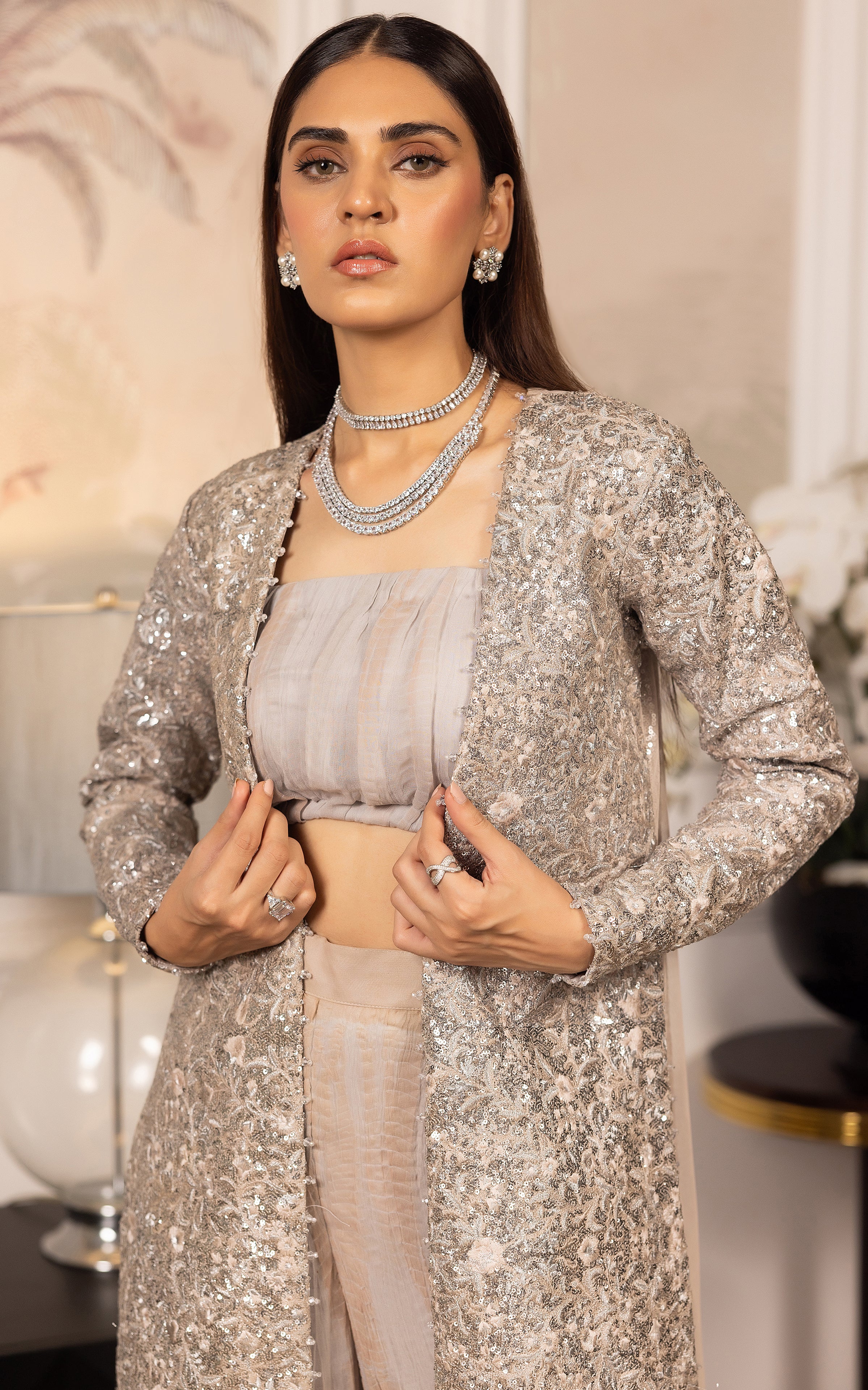 Embroidered Jacket With Tube And Gharara