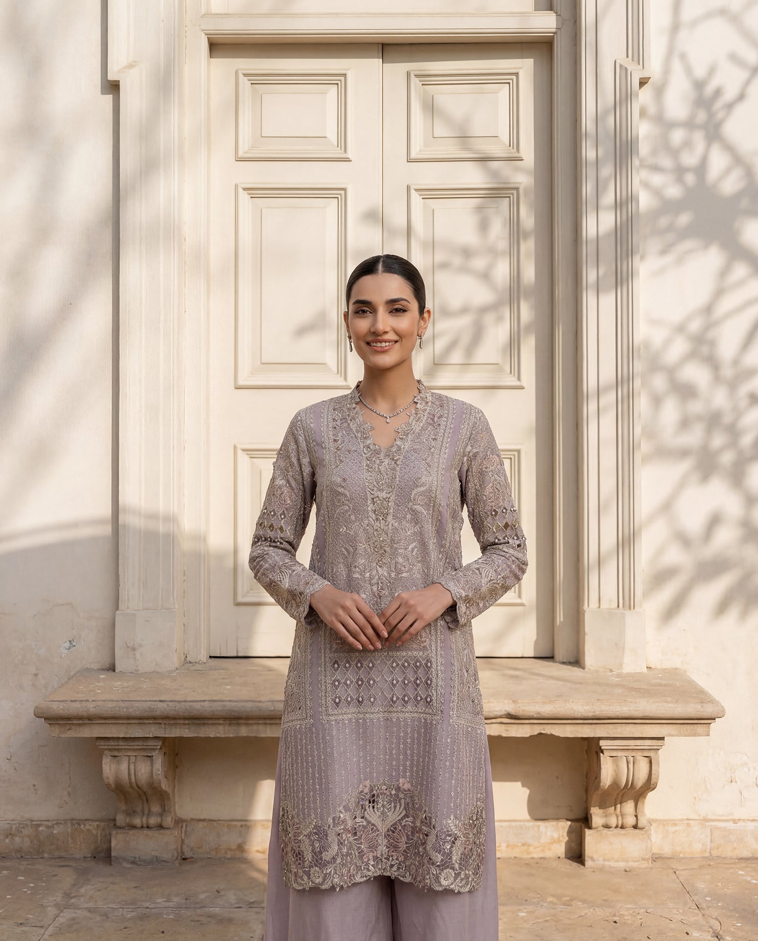 Lilac Embroidered Elegance Suit