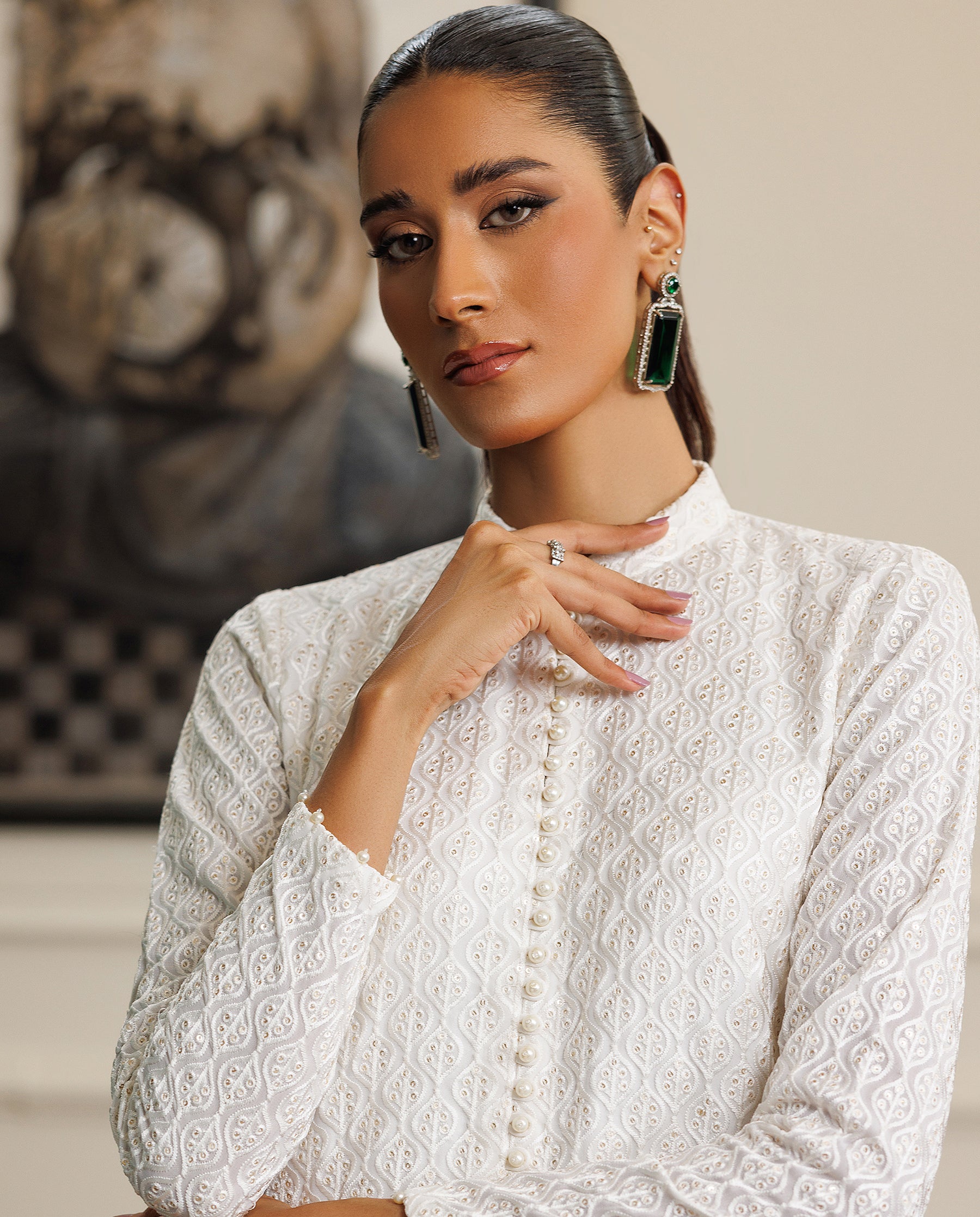 Unstitched Chiffon Embroidered Dress