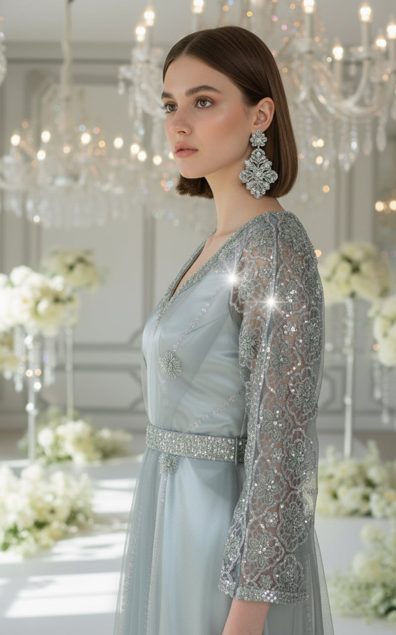 NET EMBROIDERED KAFTAN