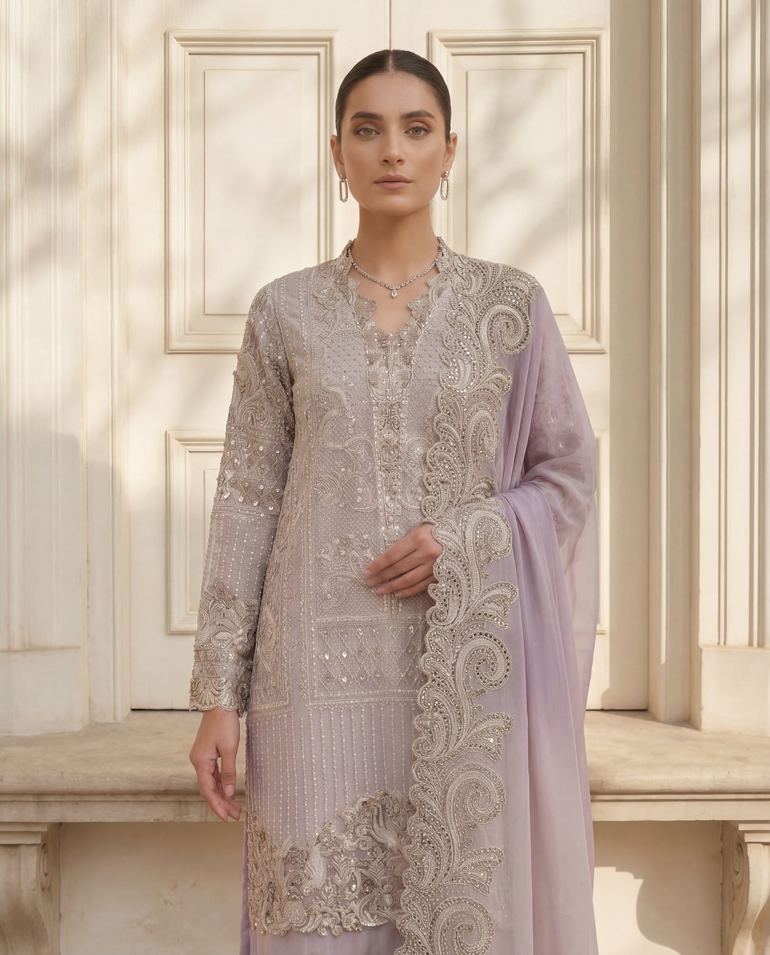 Lilac Embroidered Elegance Suit