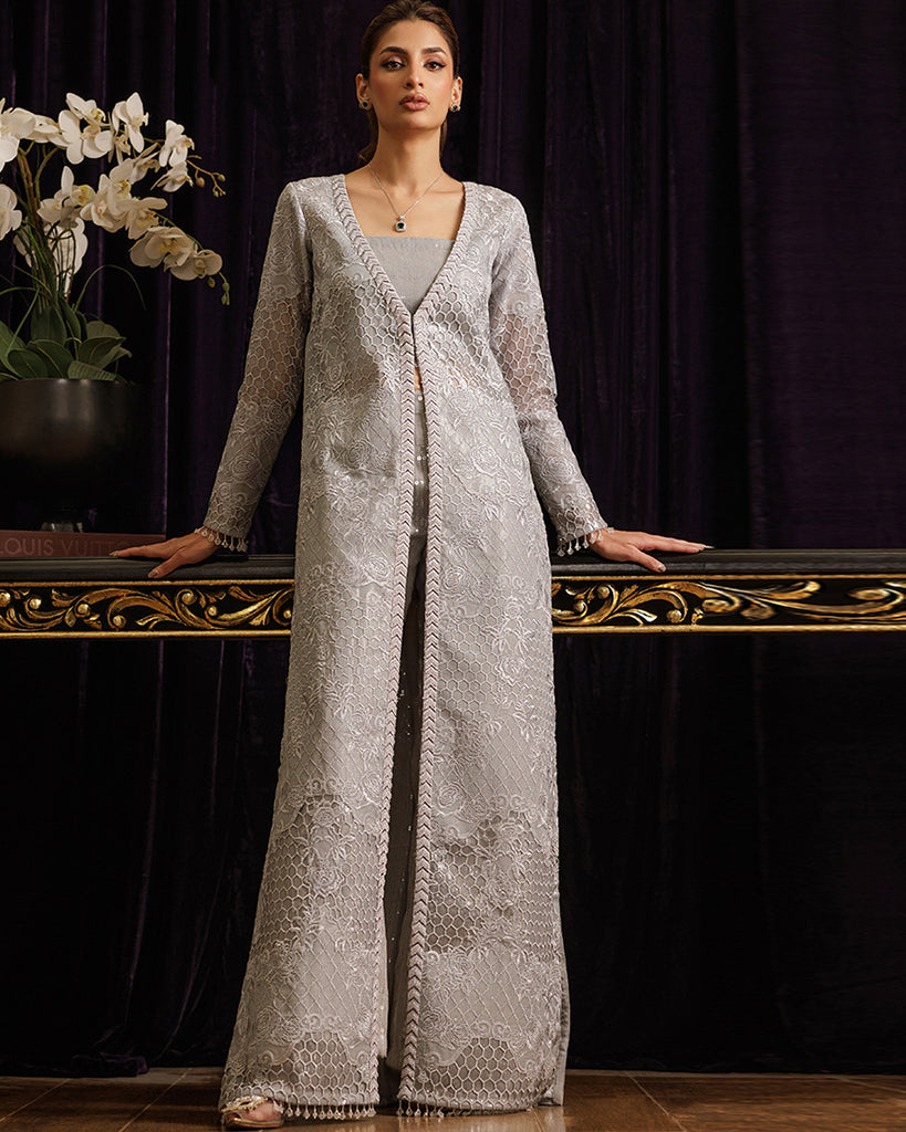 Unstitched Organza Embroidered Jacket