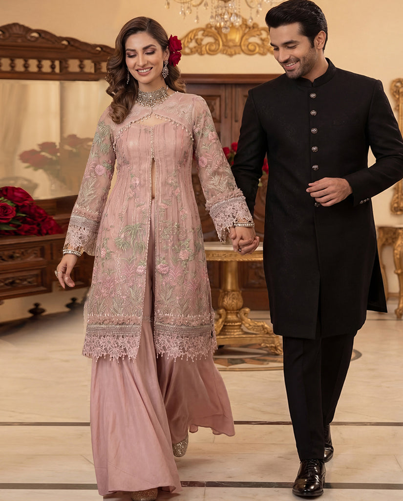 Dusty Rose Festive Long Front Open Set