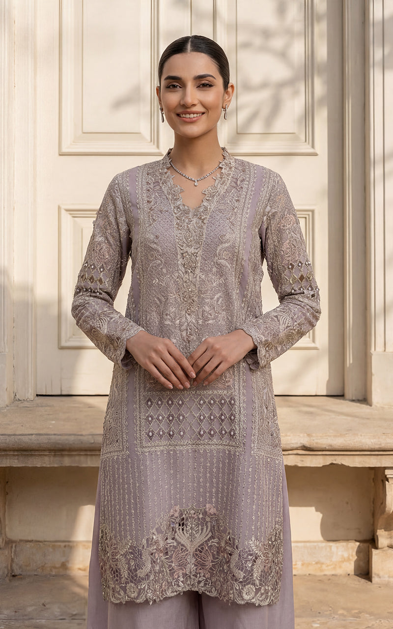 Unstitched Embroidered Shirt With Trouser And Dupatta