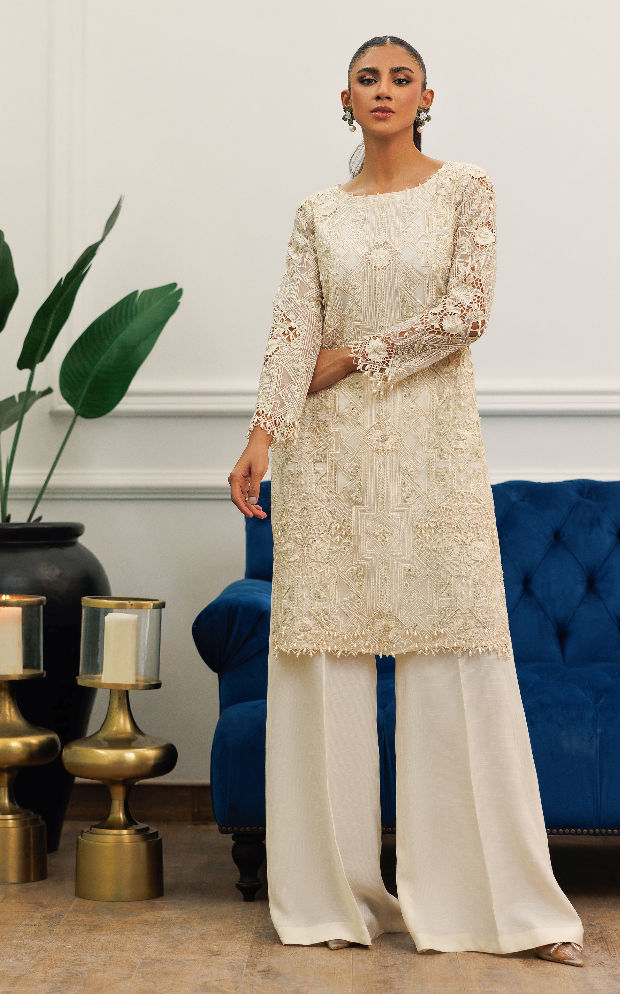 Organza Embroidered Shirt