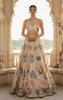 Unstitched Embellished Blouse With Printed Lehenga
