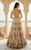 Unstitched Embellished Blouse With Printed Lehenga