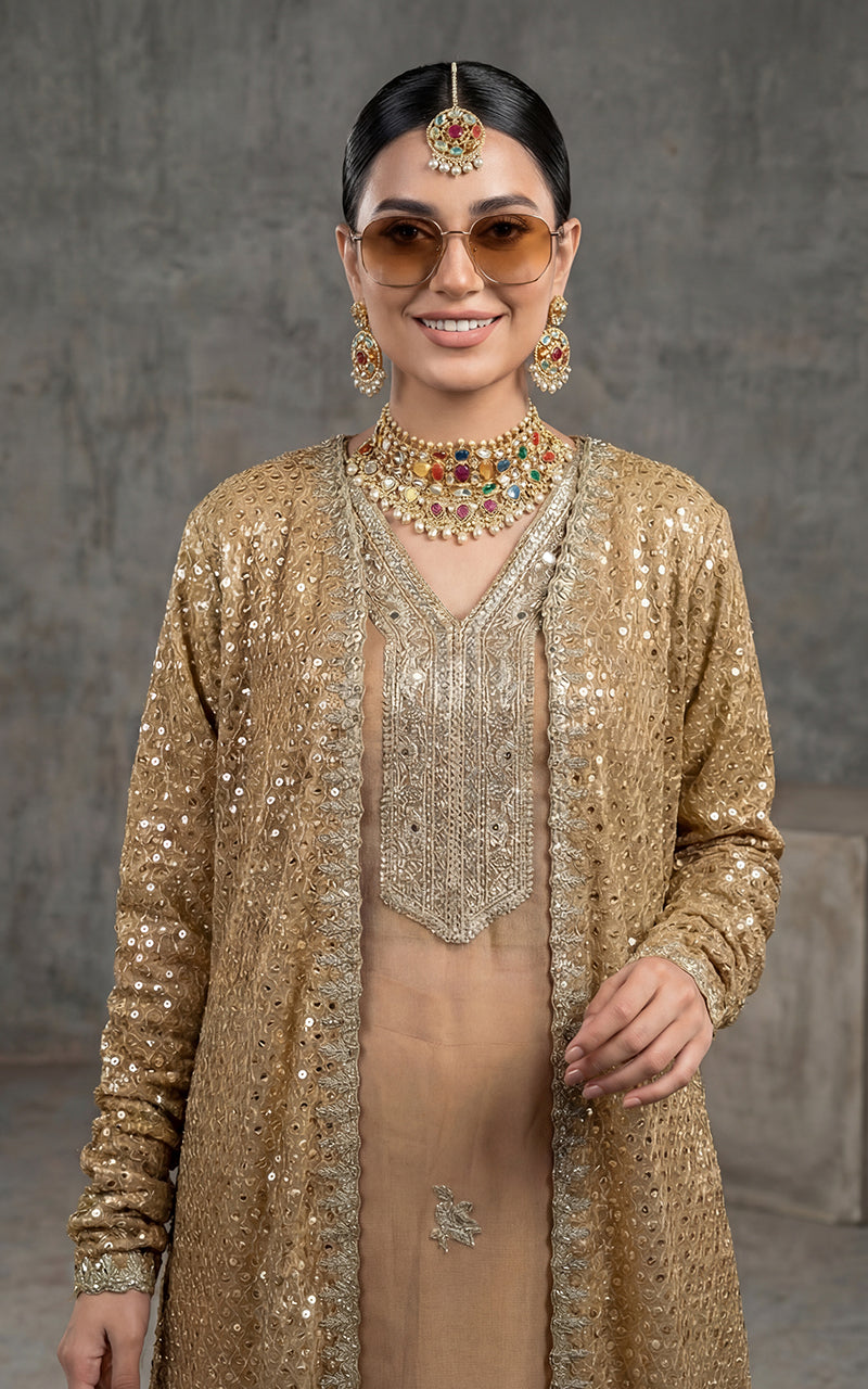 Embroidered Jacket With Shirt And Trouser