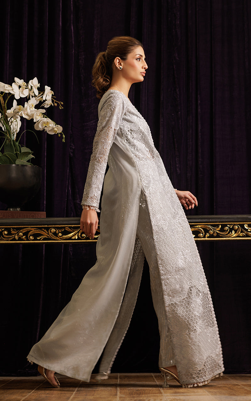 Unstitched Organza Embroidered Jacket