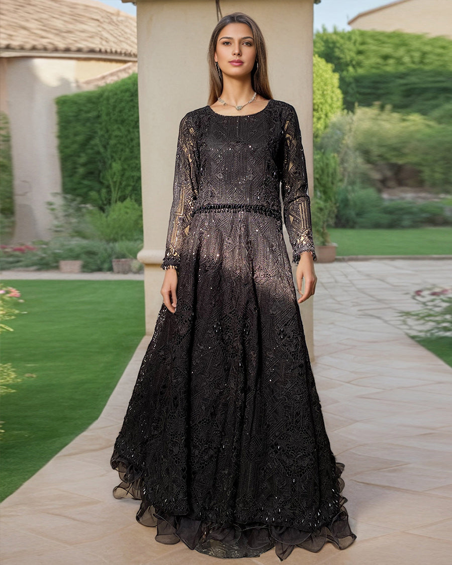 ORGANZA EMBROIDERED BLOUSE WITH EMBROIDERED LEHENGA