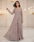 Mauve Glimmer Open-Front Jacket With Maxi dress