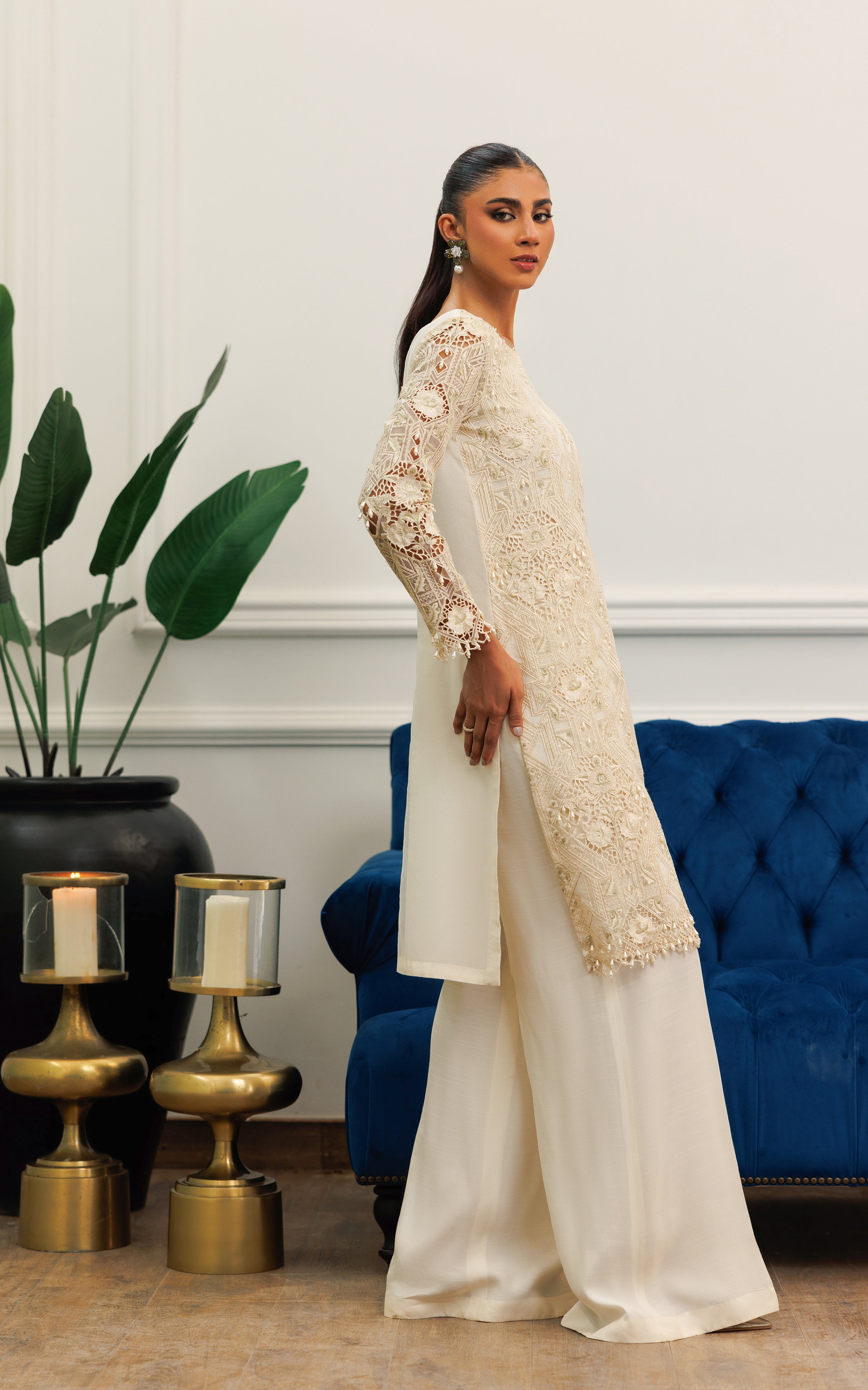 Organza Embroidered Shirt